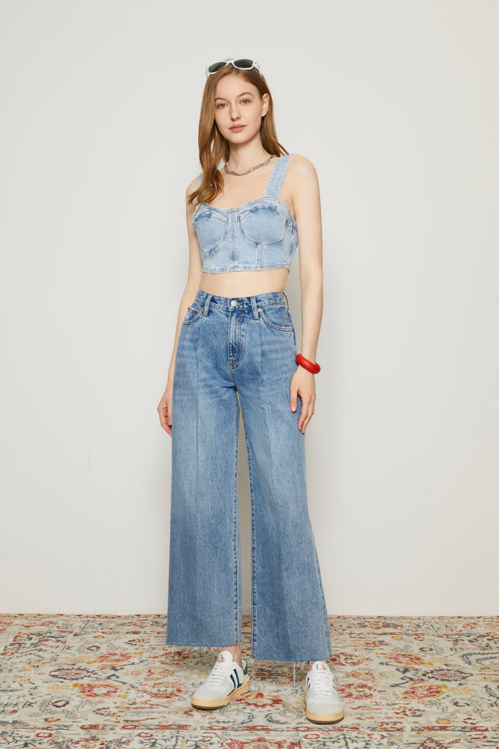 Hey Joanie CHILL Pleat Straight Ankle Jeans