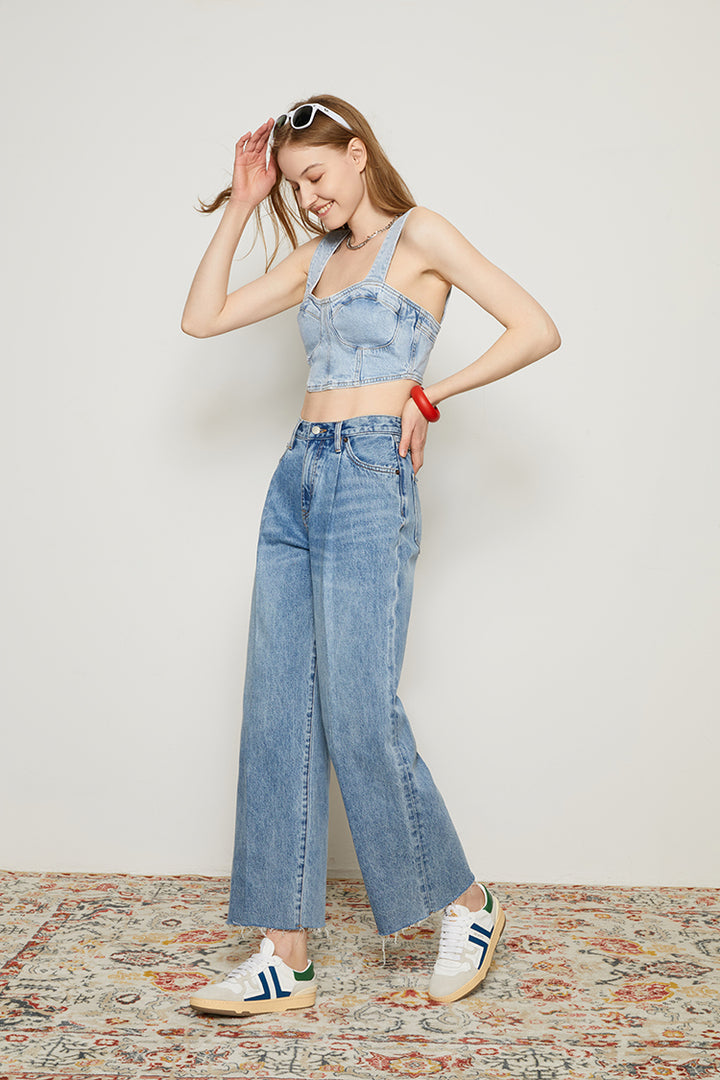 Hey Joanie CHILL Pleat Straight Ankle Jeans