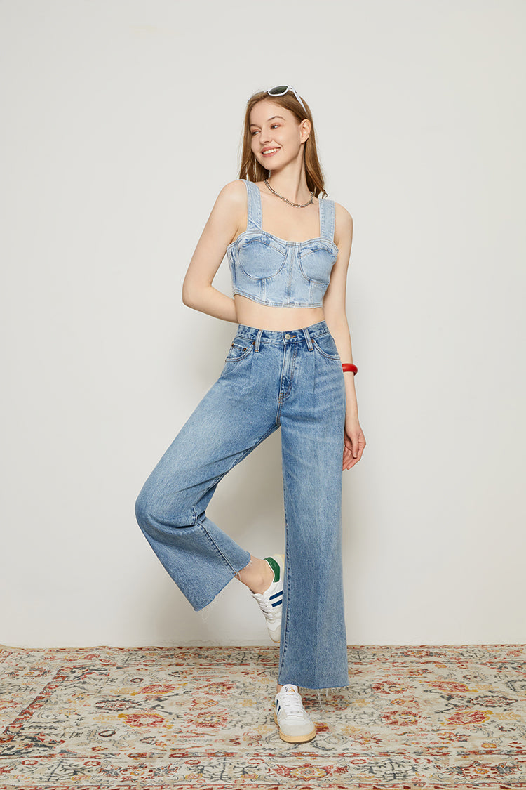 Hey Joanie CHILL Pleat Straight Ankle Jeans