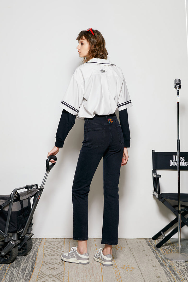 Hey Joanie Activity Grrrl High Rise Kick Crop Jeans