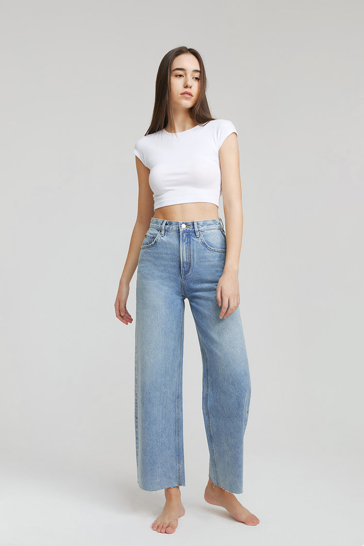 Hey Joanie Moon Curve Raw Hem Crop Jeans