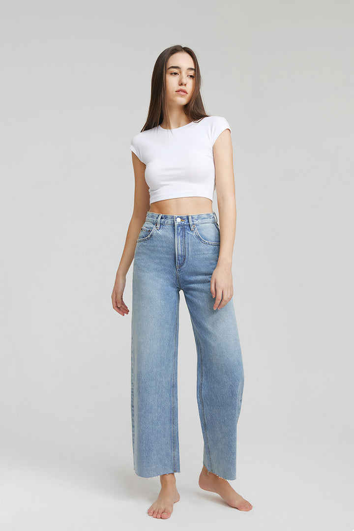 Hey Joanie Moon Curve Raw Hem Crop Jeans