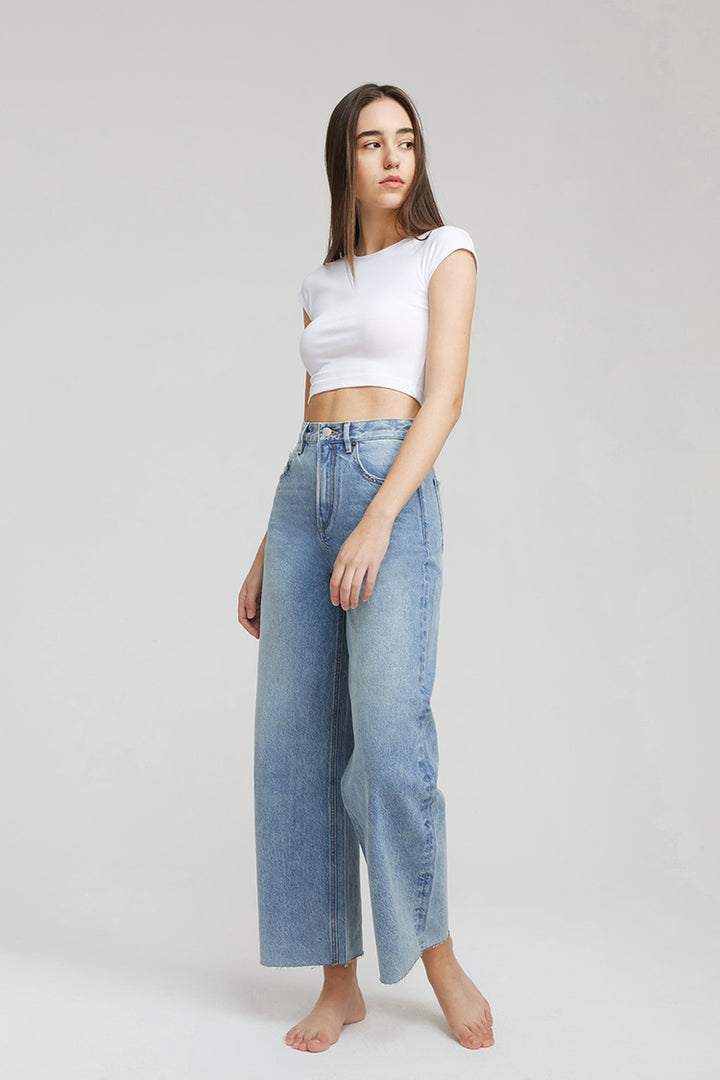 Hey Joanie Moon Curve Raw Hem Crop Jeans