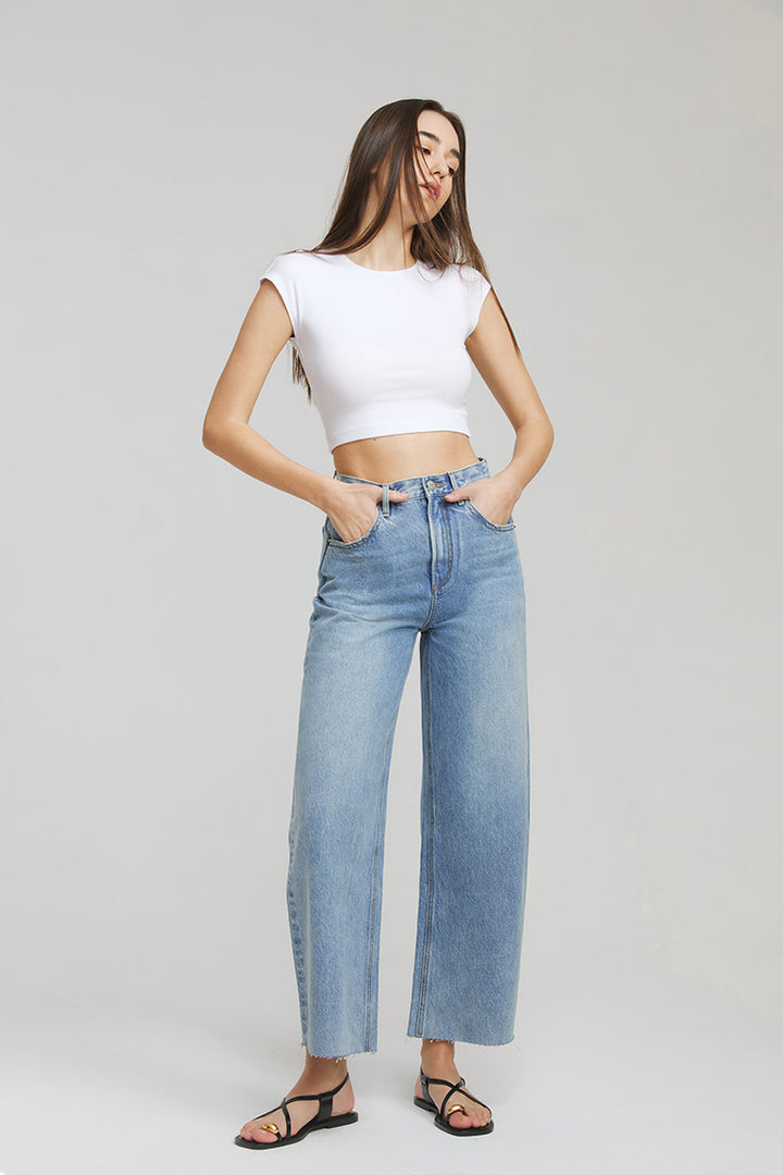 Hey Joanie Moon Curve Raw Hem Crop Jeans