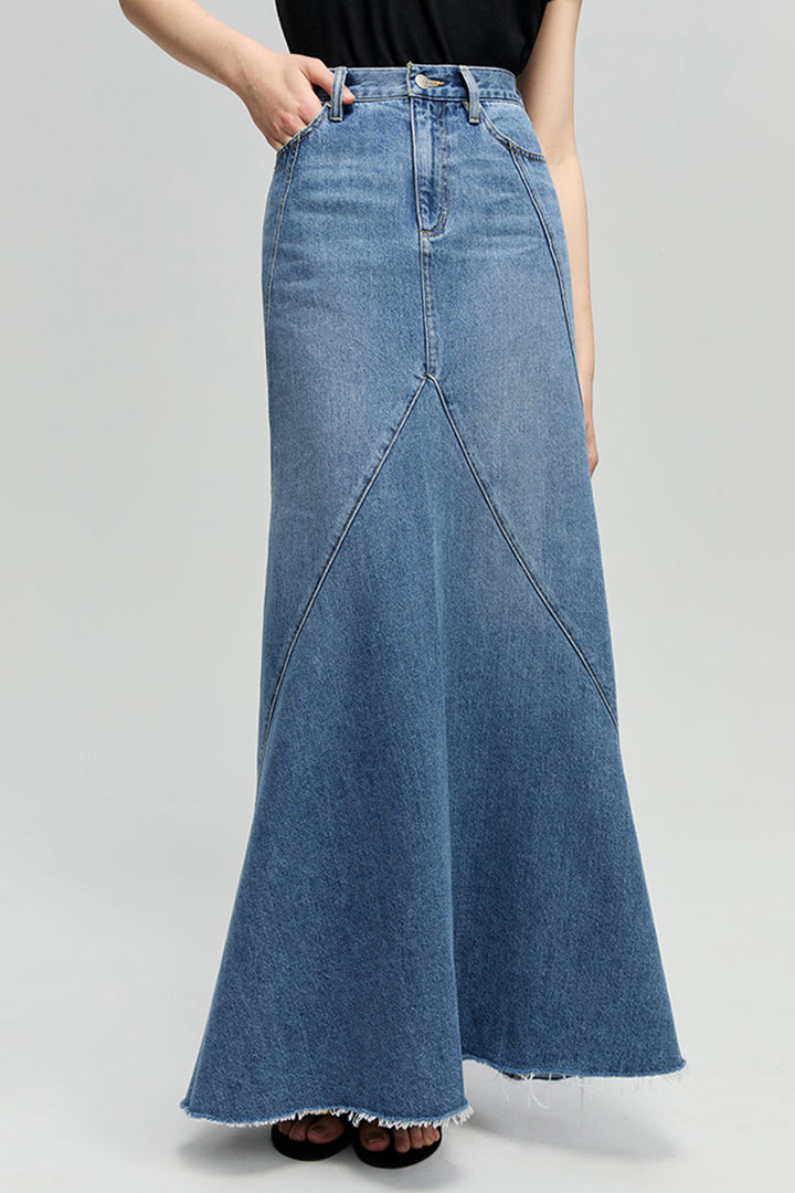 Hey Joanie Ocean Wave Denim Skirt