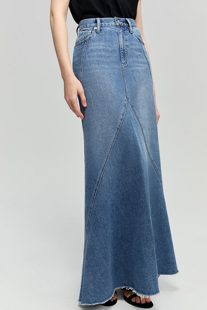 Hey Joanie Ocean Wave Denim Skirt