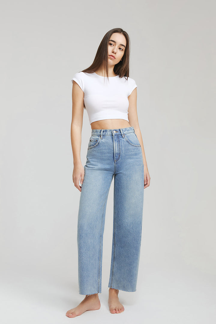 Hey Joanie Moon Curve Raw Hem Crop Jeans