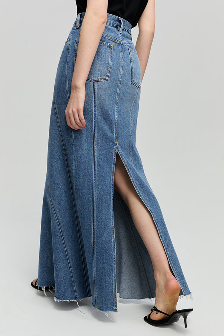Hey Joanie Ocean Wave Denim Skirt