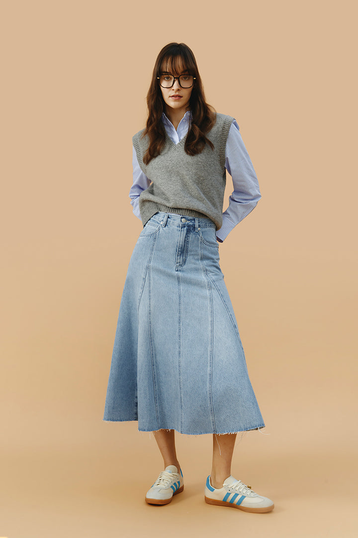 Hey Joanie Monica Swing Denim Midi Skirt