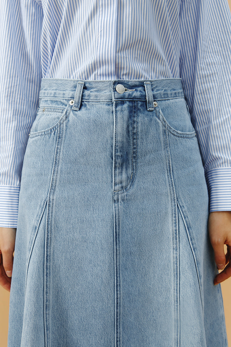 Hey Joanie Monica Swing Denim Midi Skirt