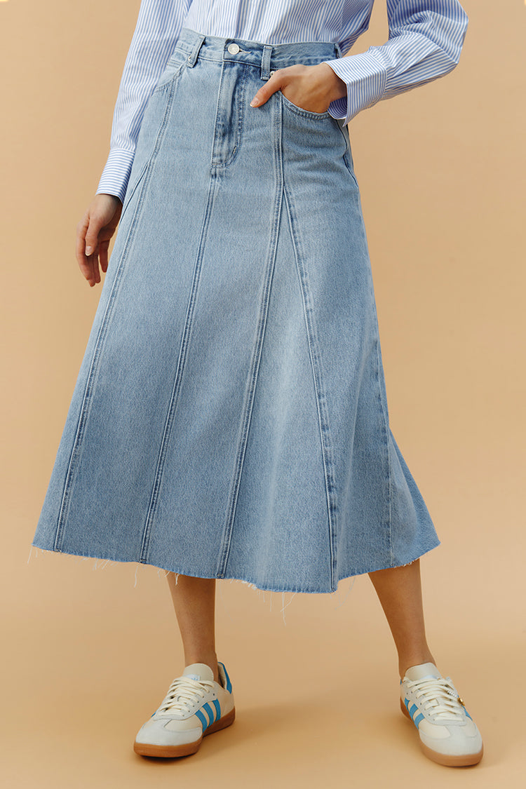 Hey Joanie Monica Swing Denim Midi Skirt