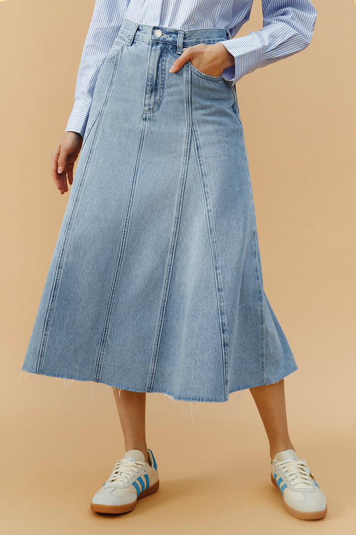 Hey Joanie Monica Swing Denim Midi Skirt