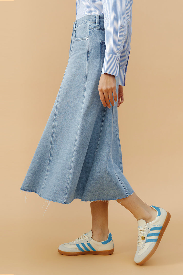 Hey Joanie Monica Swing Denim Midi Skirt