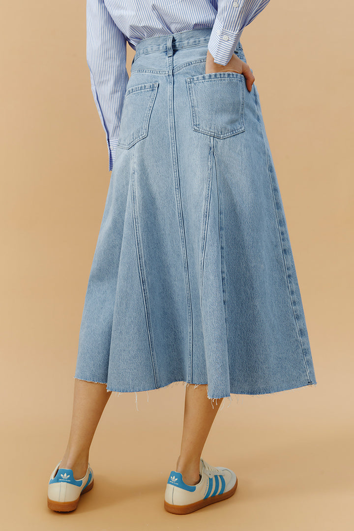 Hey Joanie Monica Swing Denim Midi Skirt