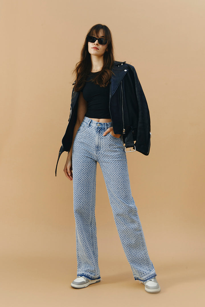 Hey Joanie Coney Island Whitefish Tweed Wide Jeans