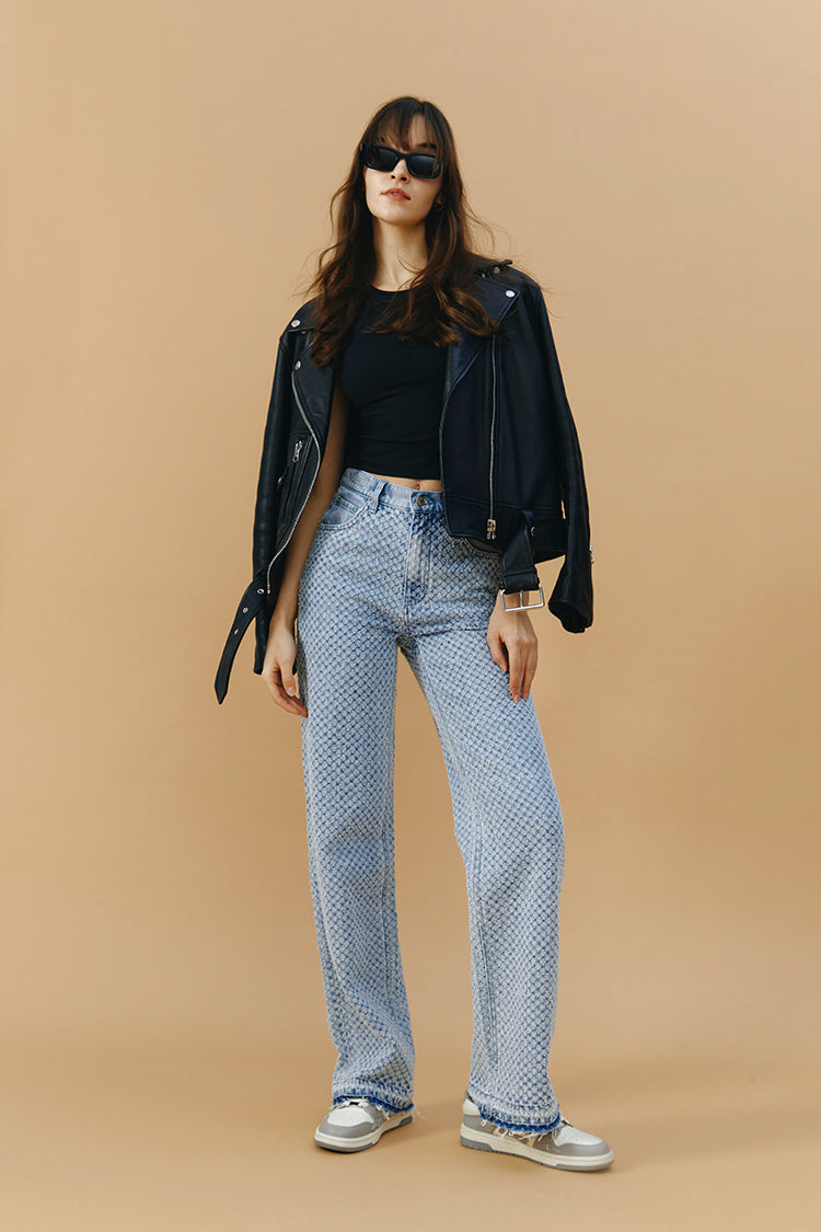 Hey Joanie Coney Island Whitefish Tweed Wide Jeans