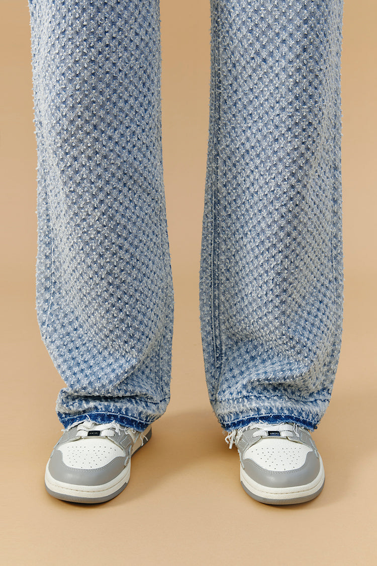 Hey Joanie Coney Island Whitefish Tweed Wide Jeans
