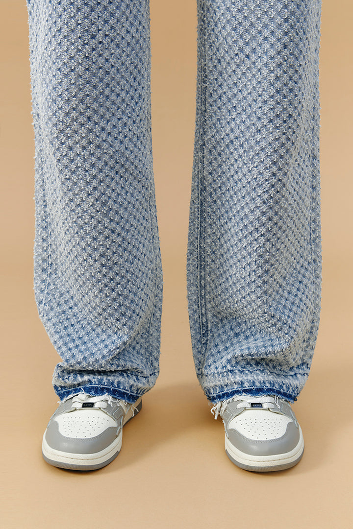 Hey Joanie Coney Island Whitefish Tweed Wide Jeans