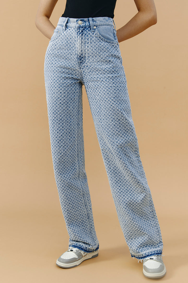 Hey Joanie Coney Island Whitefish Tweed Wide Jeans