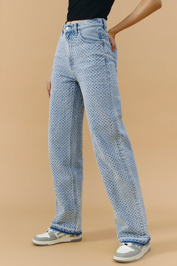 Hey Joanie Coney Island Whitefish Tweed Wide Jeans