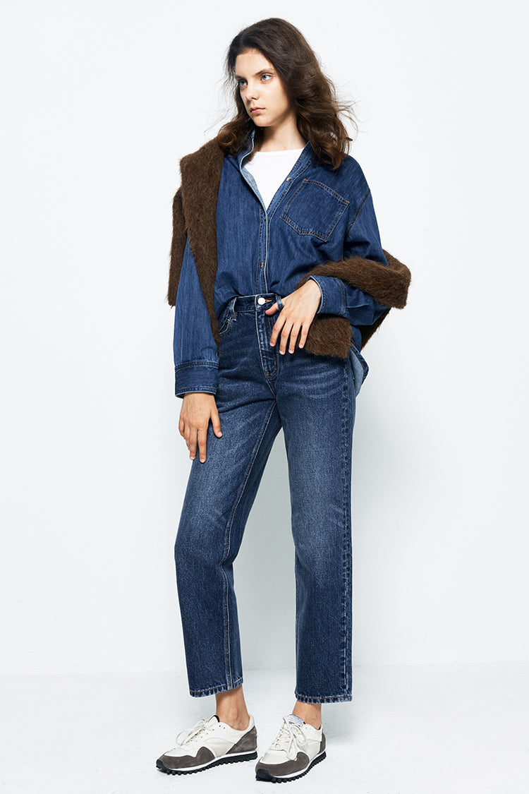 Hey Joanie Chelsea High Rise Straight Crop Jeans