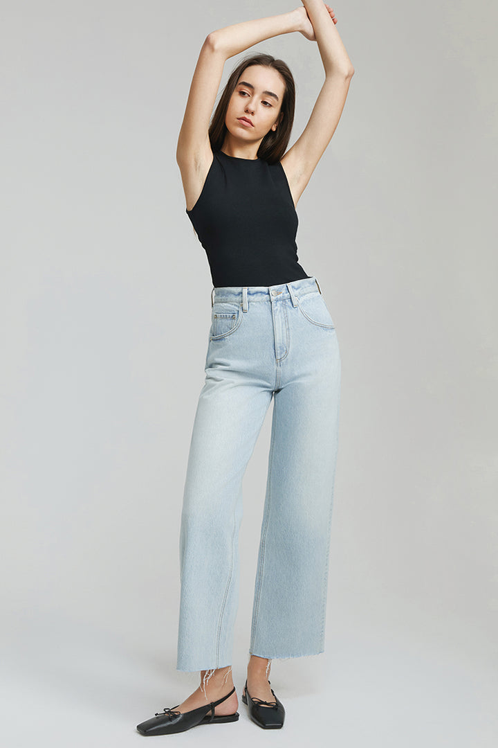 Hey Joanie Moon Curve Raw Hem Crop Jeans