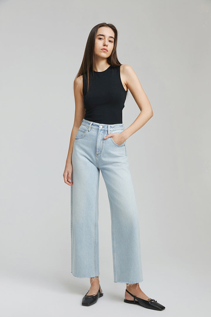 Hey Joanie Moon Curve Raw Hem Crop Jeans