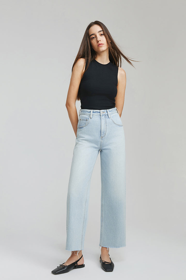 Hey Joanie Moon Curve Raw Hem Crop Jeans