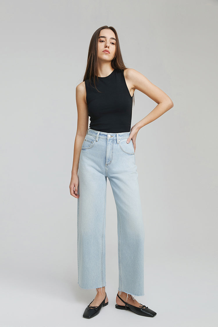 Hey Joanie Moon Curve Raw Hem Crop Jeans