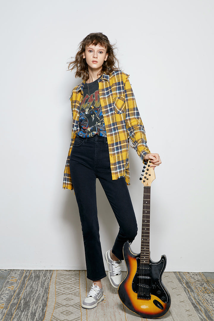 Hey Joanie Two Shots High Rise Straight Crop Jeans