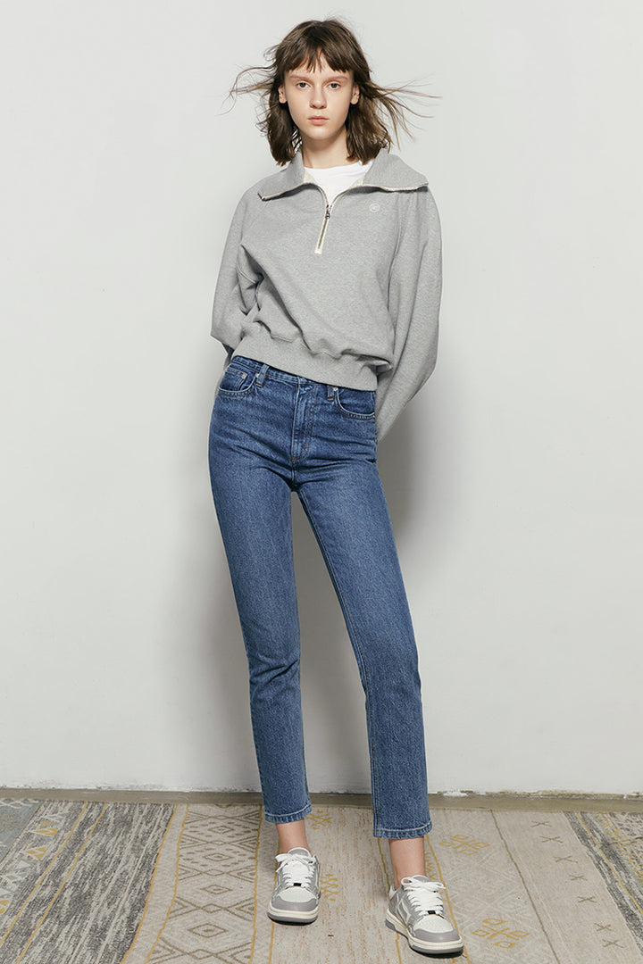 Hey Joanie Two Shots High Rise Straight Crop Jeans