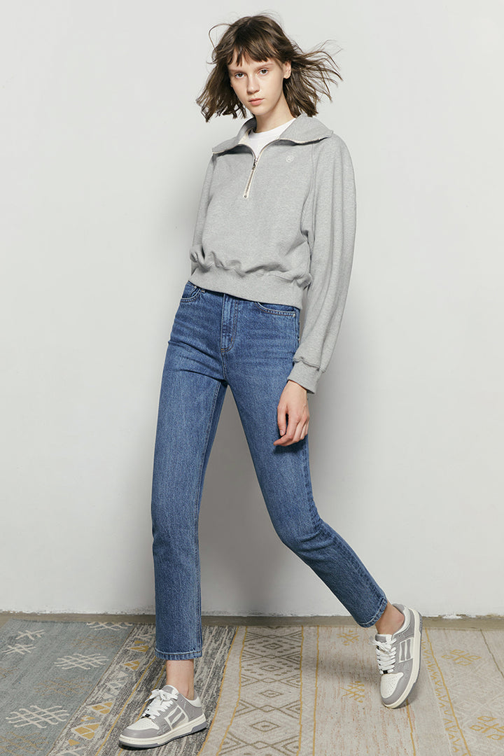 Hey Joanie Two Shots High Rise Straight Crop Jeans