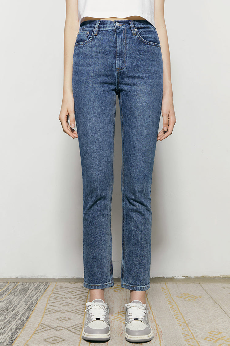 Hey Joanie Two Shots High Rise Straight Crop Jeans