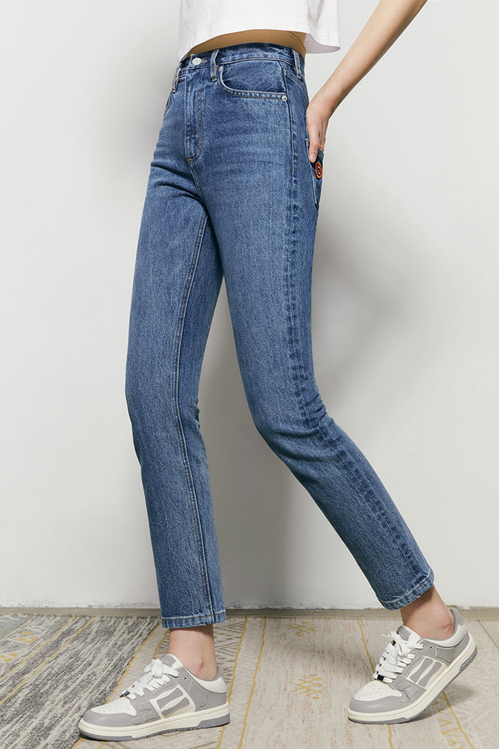Hey Joanie Two Shots High Rise Straight Crop Jeans