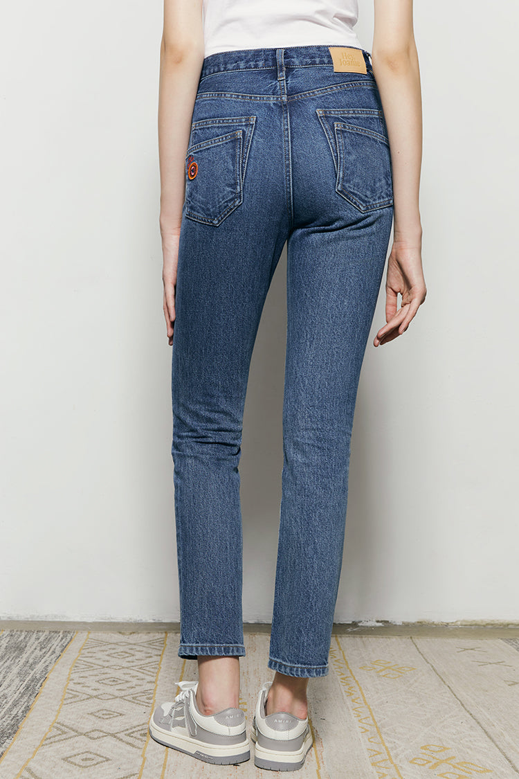 Hey Joanie Two Shots High Rise Straight Crop Jeans